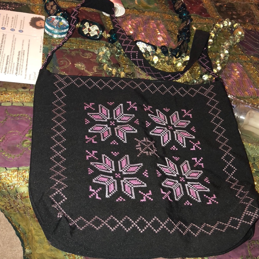 Handmade tote bag purple black new